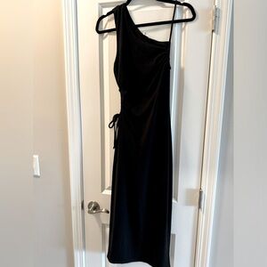 Le Lis Black Ribbed Midi Dress Size Small